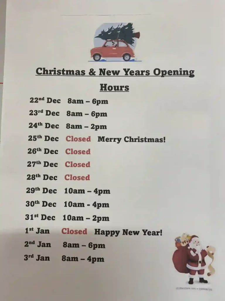 Christmas Opening Hours